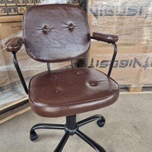 Retro stiliaus ergonominė biuro kėdė – ruda, reguliuojamo aukščio